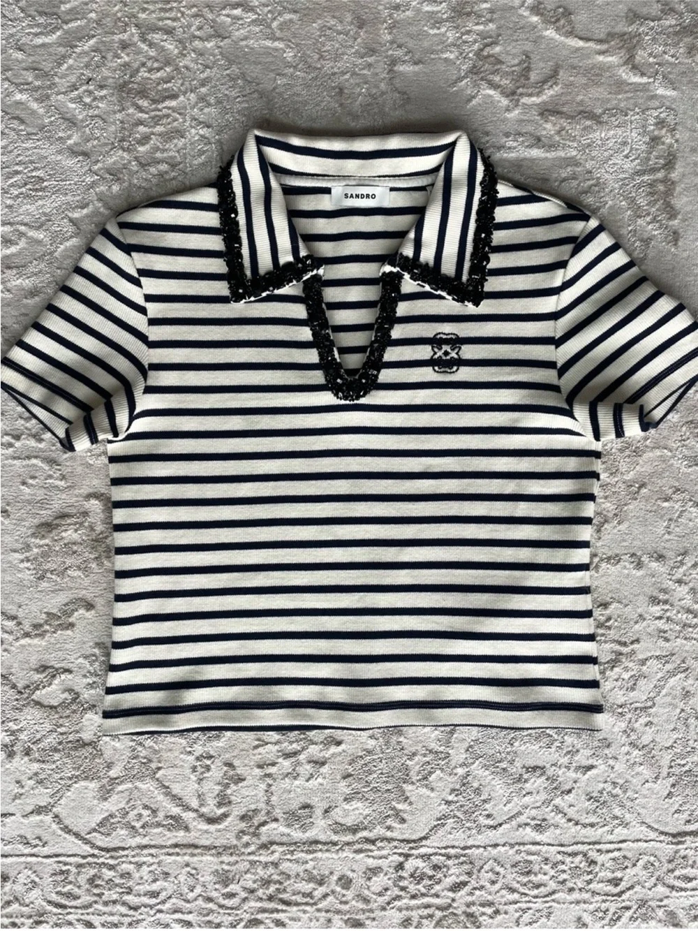 Sandro Pearl Collar top - Picture 2 of 5